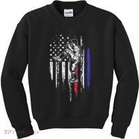 Baseball American Flag Pitcher Usa Pitching 4th Of July Gift Kids Sweatshirt thumb 0