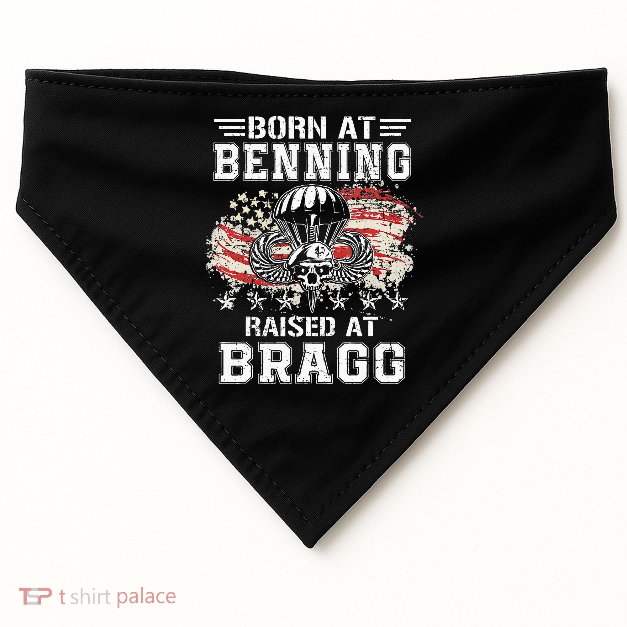 Born At Ft Benning Raised Fort Bragg Airborne Veterans Day USA-Made Doggie Bandana