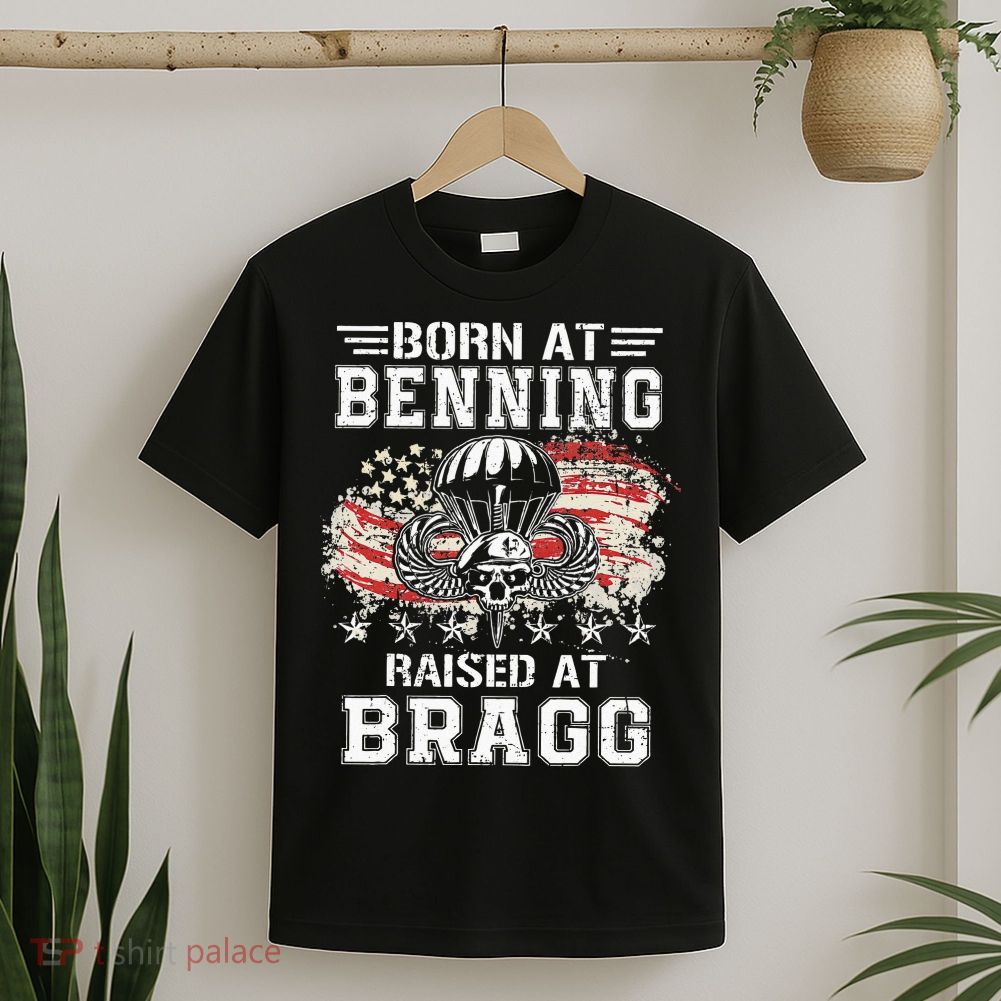 Born At Ft Benning Raised Fort Bragg Airborne Veterans Day T-Shirt