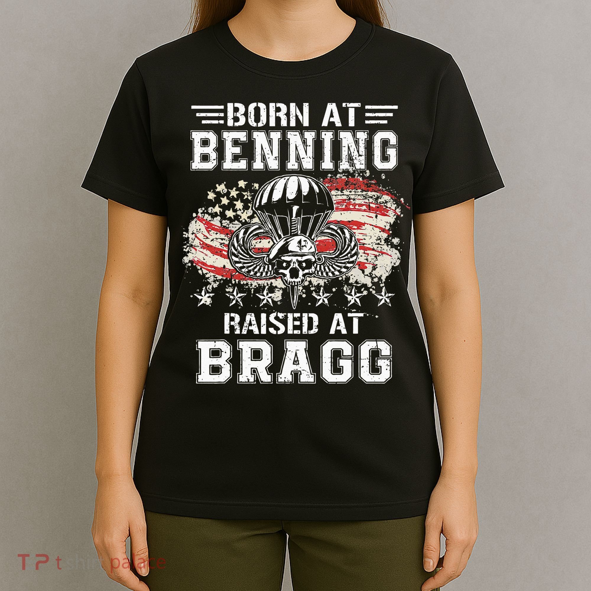 Born At Ft Benning Raised Fort Bragg Airborne Veterans Day T-Shirt