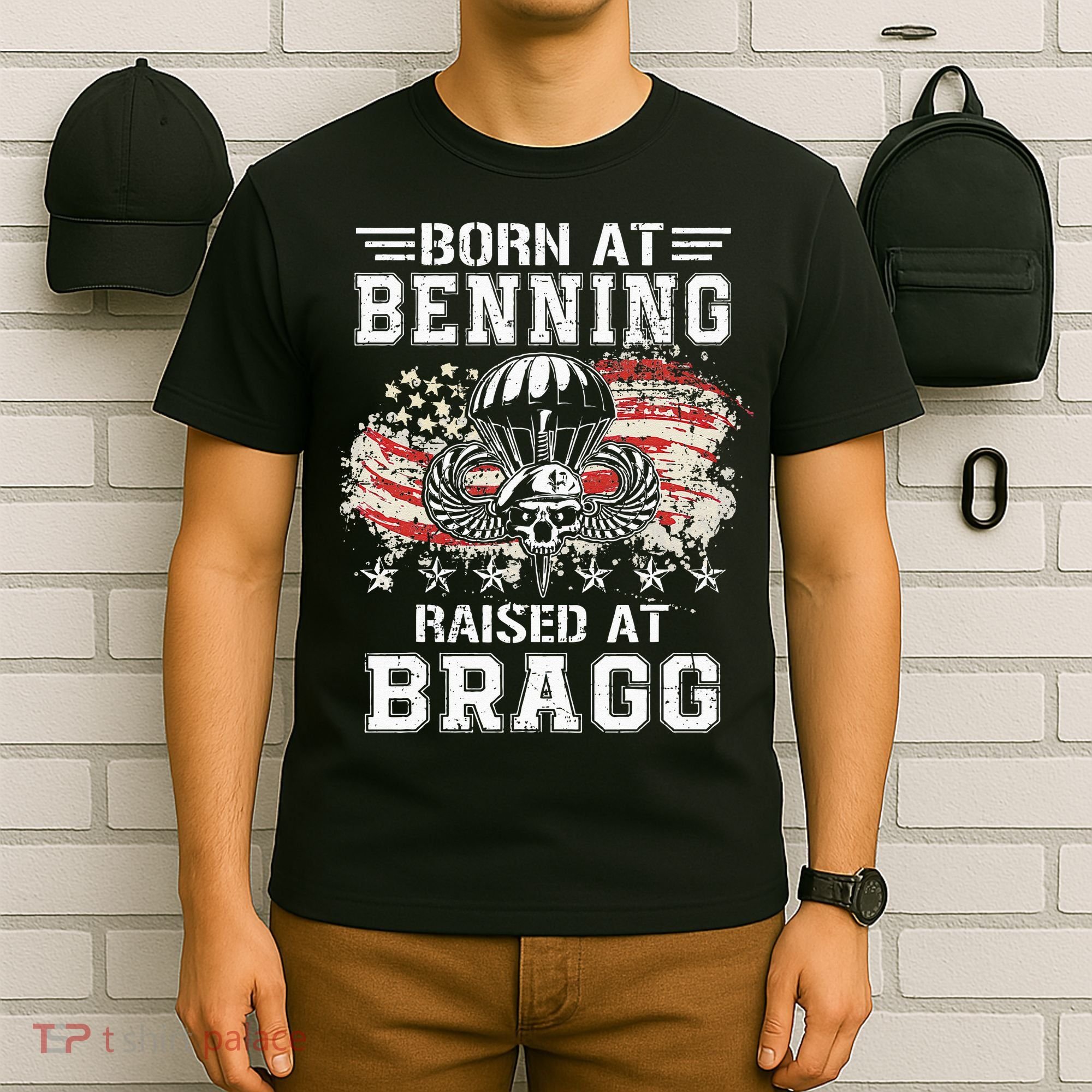 Born At Ft Benning Raised Fort Bragg Airborne Veterans Day T-Shirt