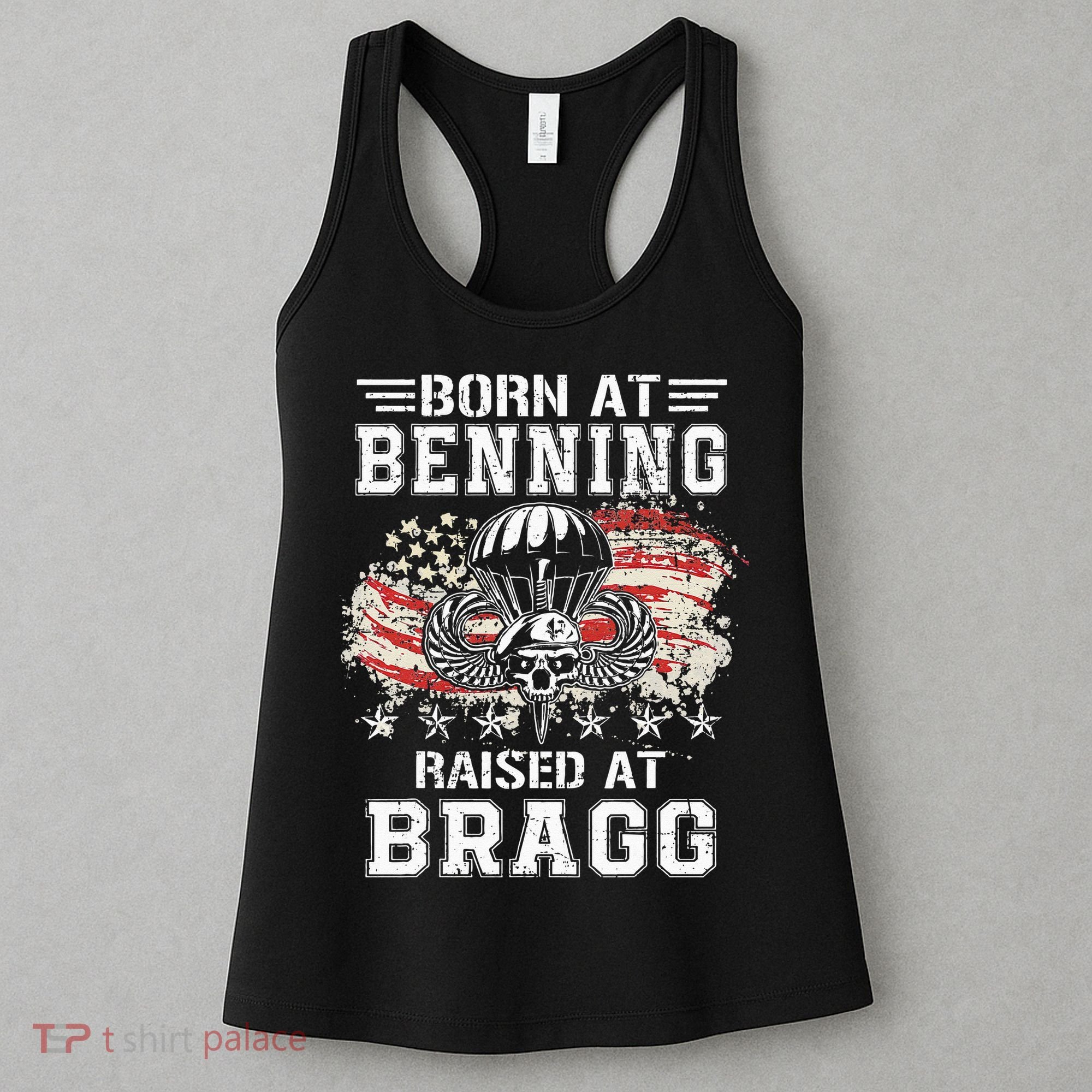 Born At Ft Benning Raised Fort Bragg Airborne Veterans Day Women's Tank Top