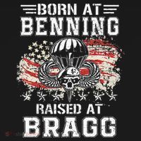 Born At Ft Benning Raised Fort Bragg Airborne Veterans Day Baby Bodysuit thumb 2