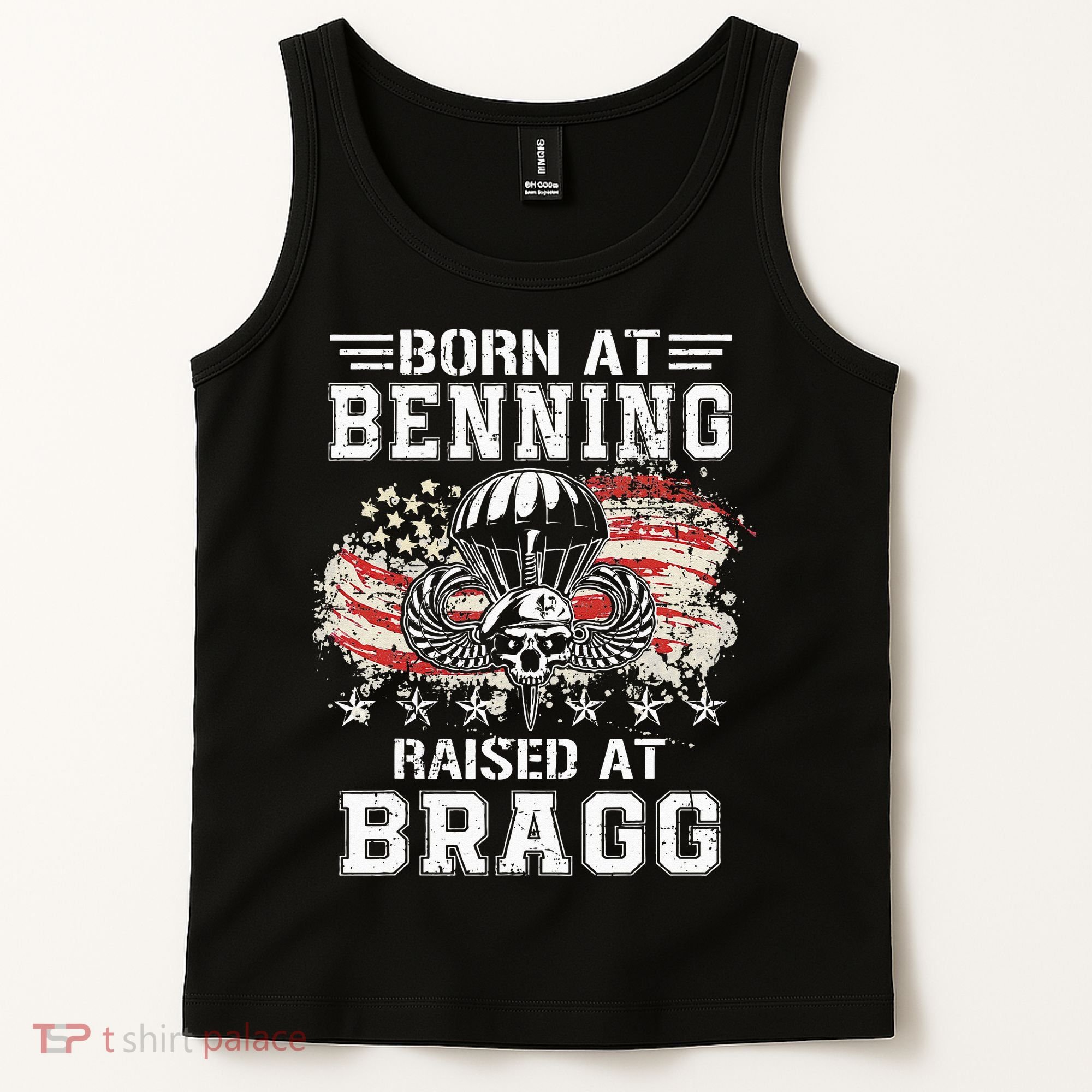 Born At Ft Benning Raised Fort Bragg Airborne Veterans Day Tank Top