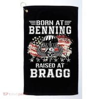 Born At Ft Benning Raised Fort Bragg Airborne Veterans Day Golf Towel thumb 0