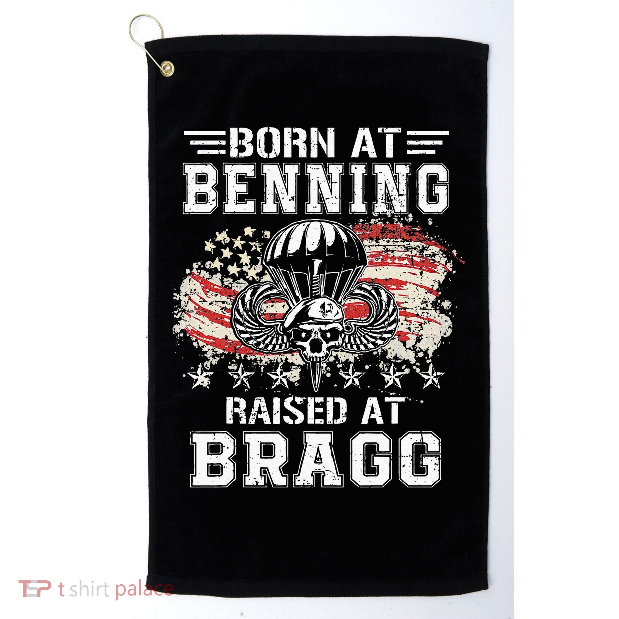 Born At Ft Benning Raised Fort Bragg Airborne Veterans Day Golf Towel