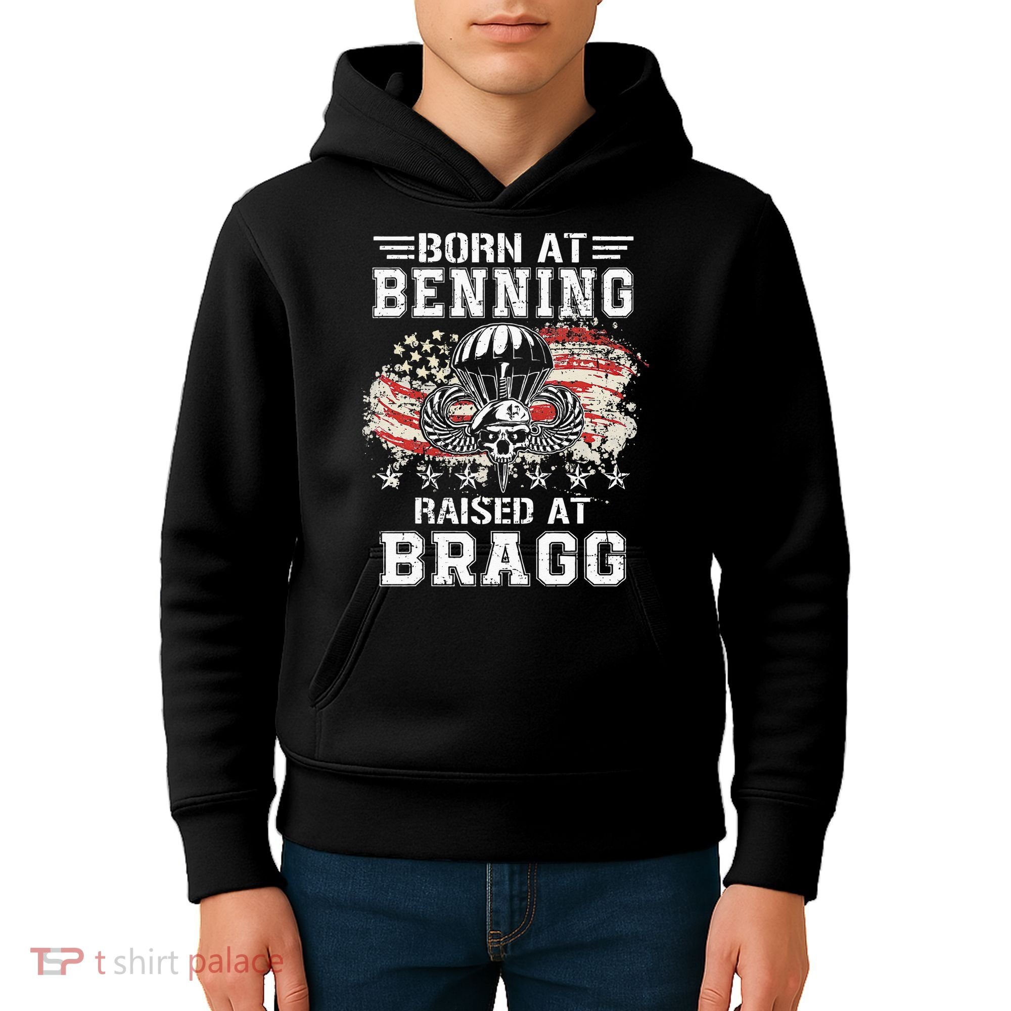 Born At Ft Benning Raised Fort Bragg Airborne Veterans Day Kids Hoodie