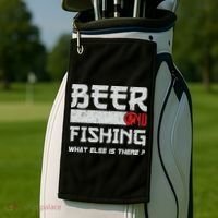 Beer And Fishing What Else Is There Funny Fishing Meme Golf Towel thumb 2