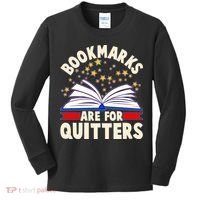 Bookmarks Are For Quitters Book Lover Reading Fan Kids Long Sleeve Shirt thumb 0
