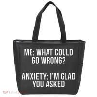 Bw Anxiety Funny Saying Black Modern Classic Letter  Tote Bag thumb 0