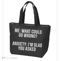 Bw Anxiety Funny Saying Black Modern Classic Letter  Tote Bag thumb 3