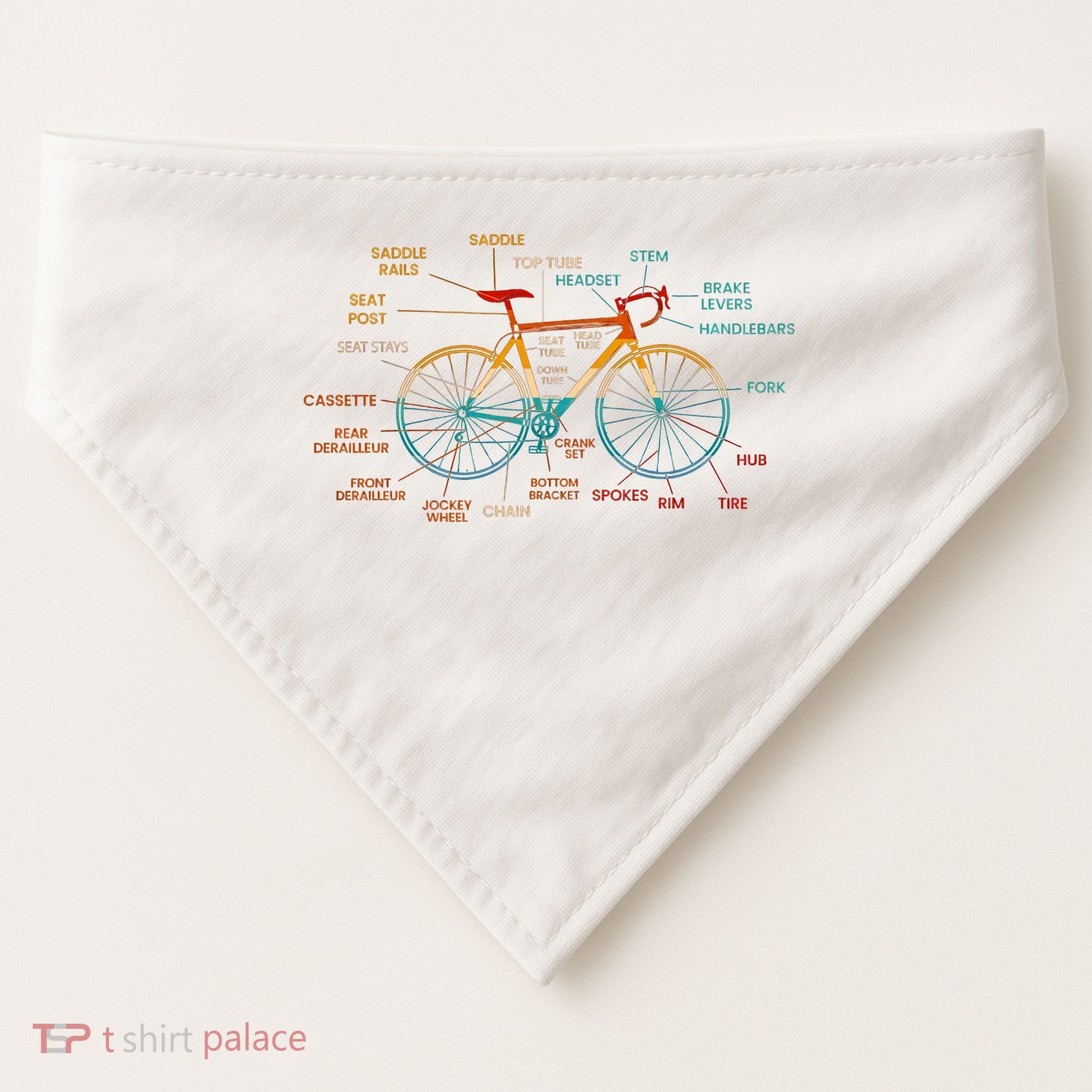 Bicycle Anatomy Funny Cycling Cute Biking Biker USA-Made Doggie Bandana