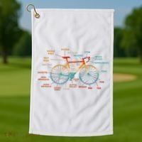 Bicycle Anatomy Funny Cycling Cute Biking Biker Golf Towel thumb 1