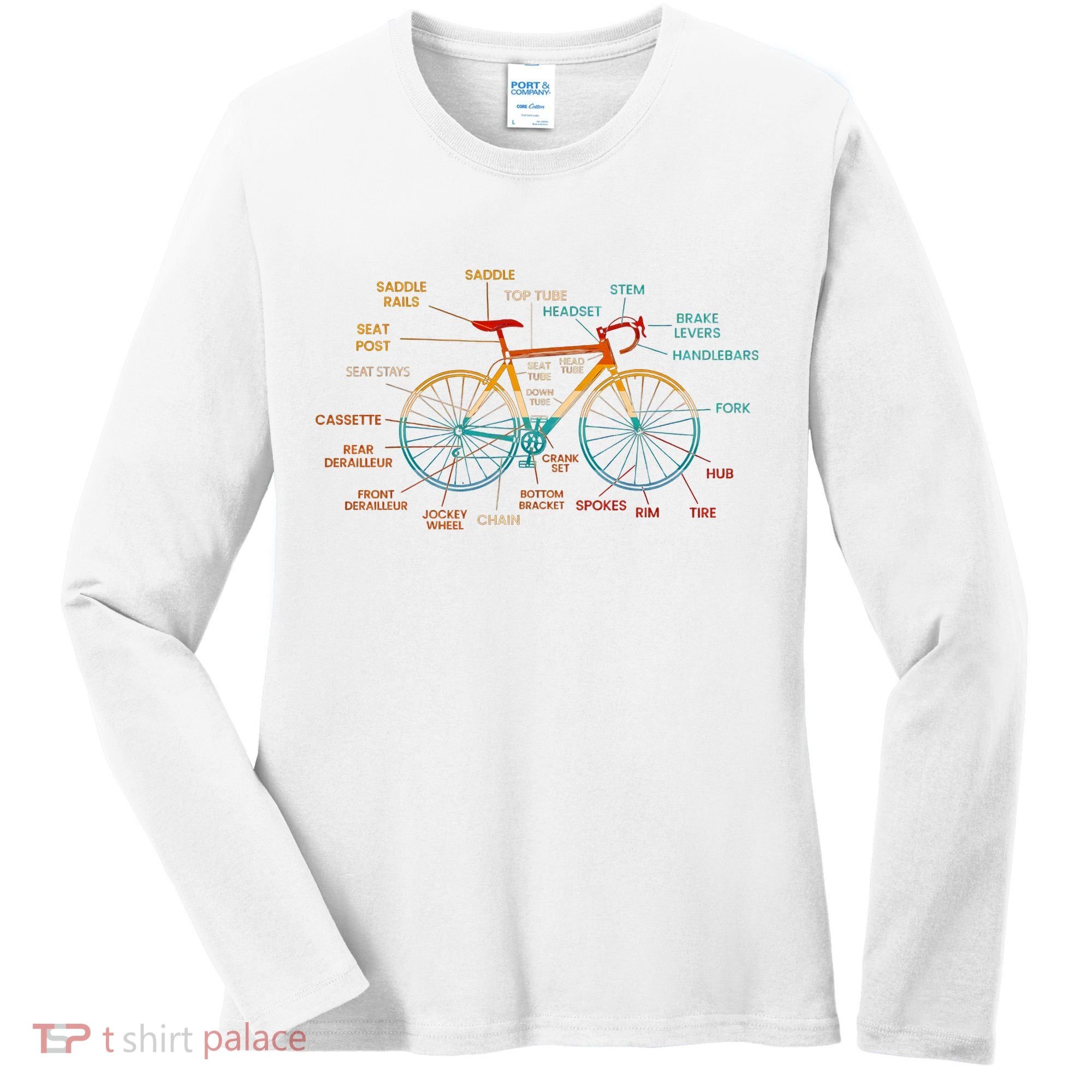 Bicycle Anatomy Funny Cycling Cute Biking Biker Women's Long Sleeve Shirt