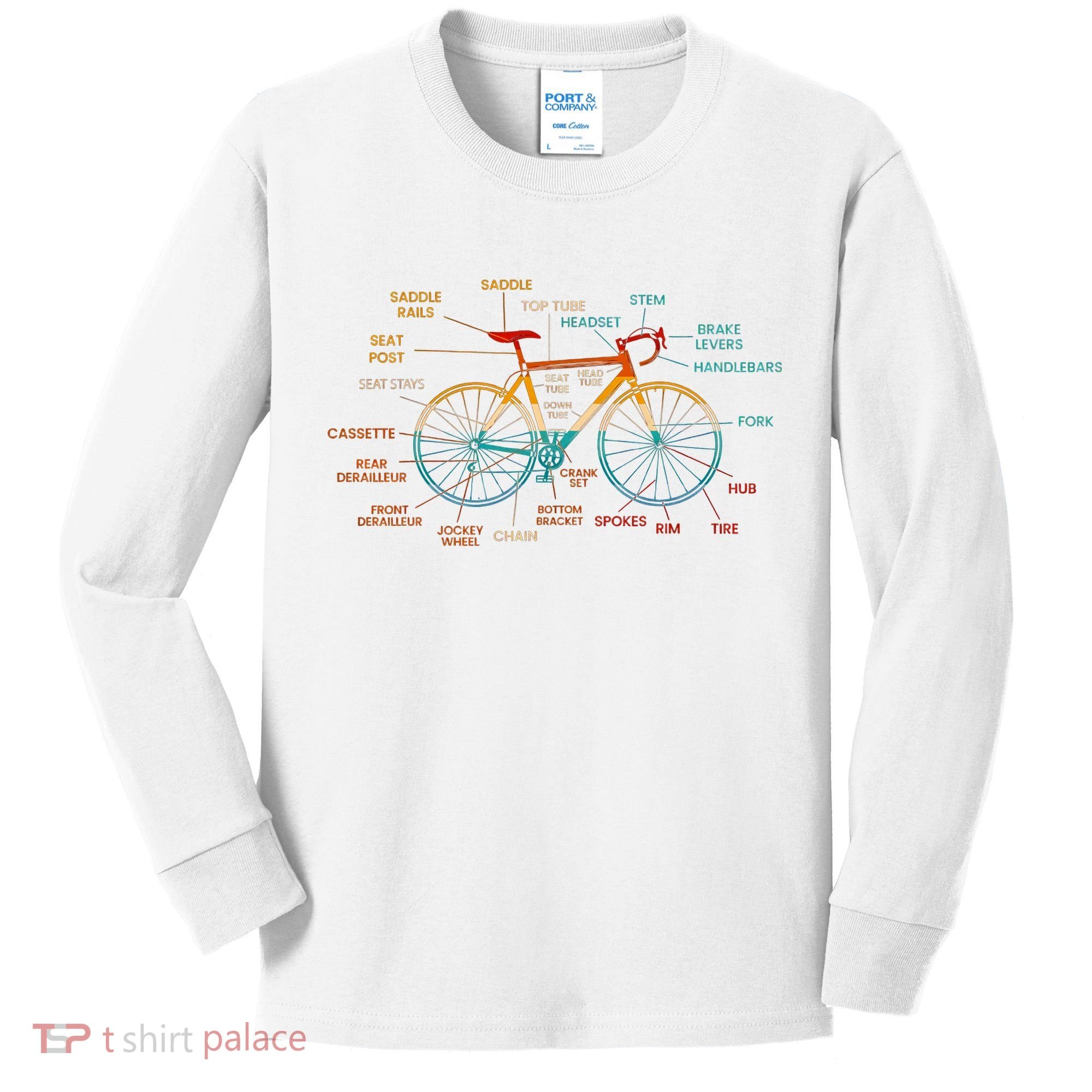 Bicycle Anatomy Funny Cycling Cute Biking Biker Kids Long Sleeve Shirt