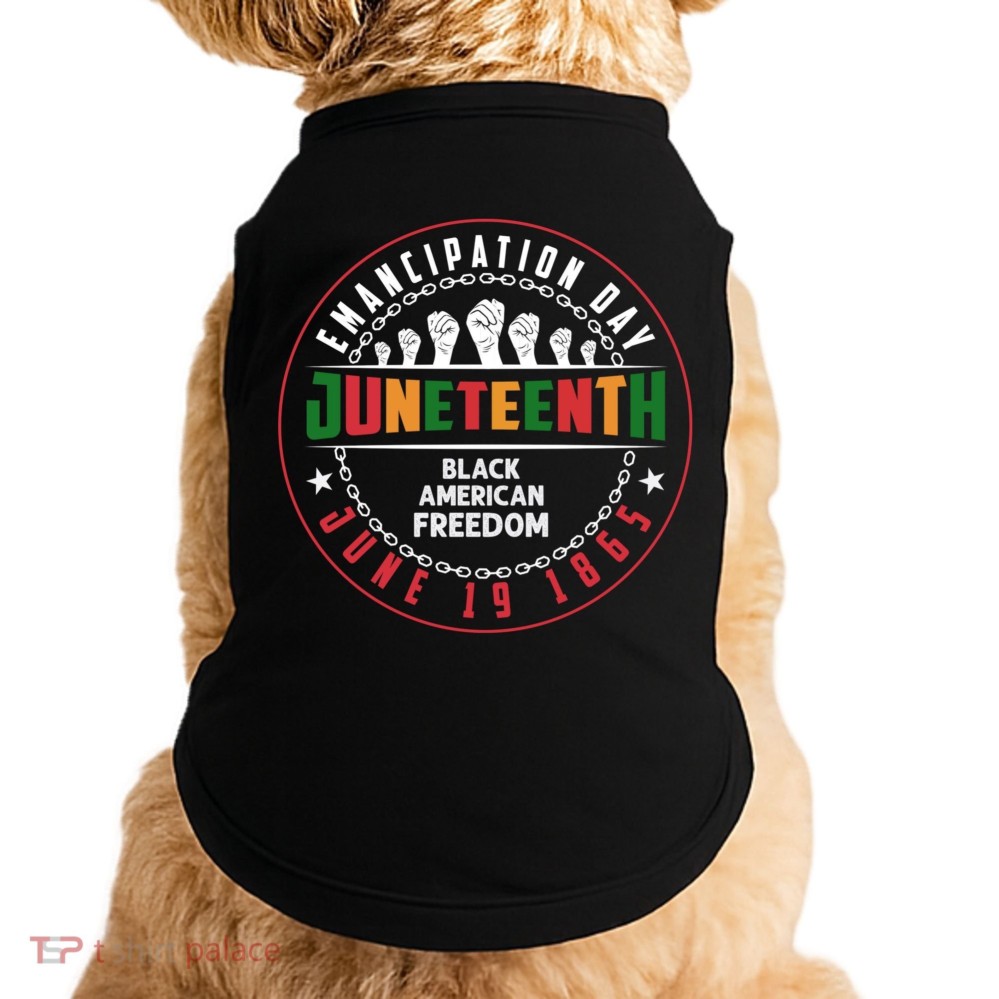 Black American Freedom Juneteenth Graphics Plus Size Shirts For Men Women Family Doggie Tank