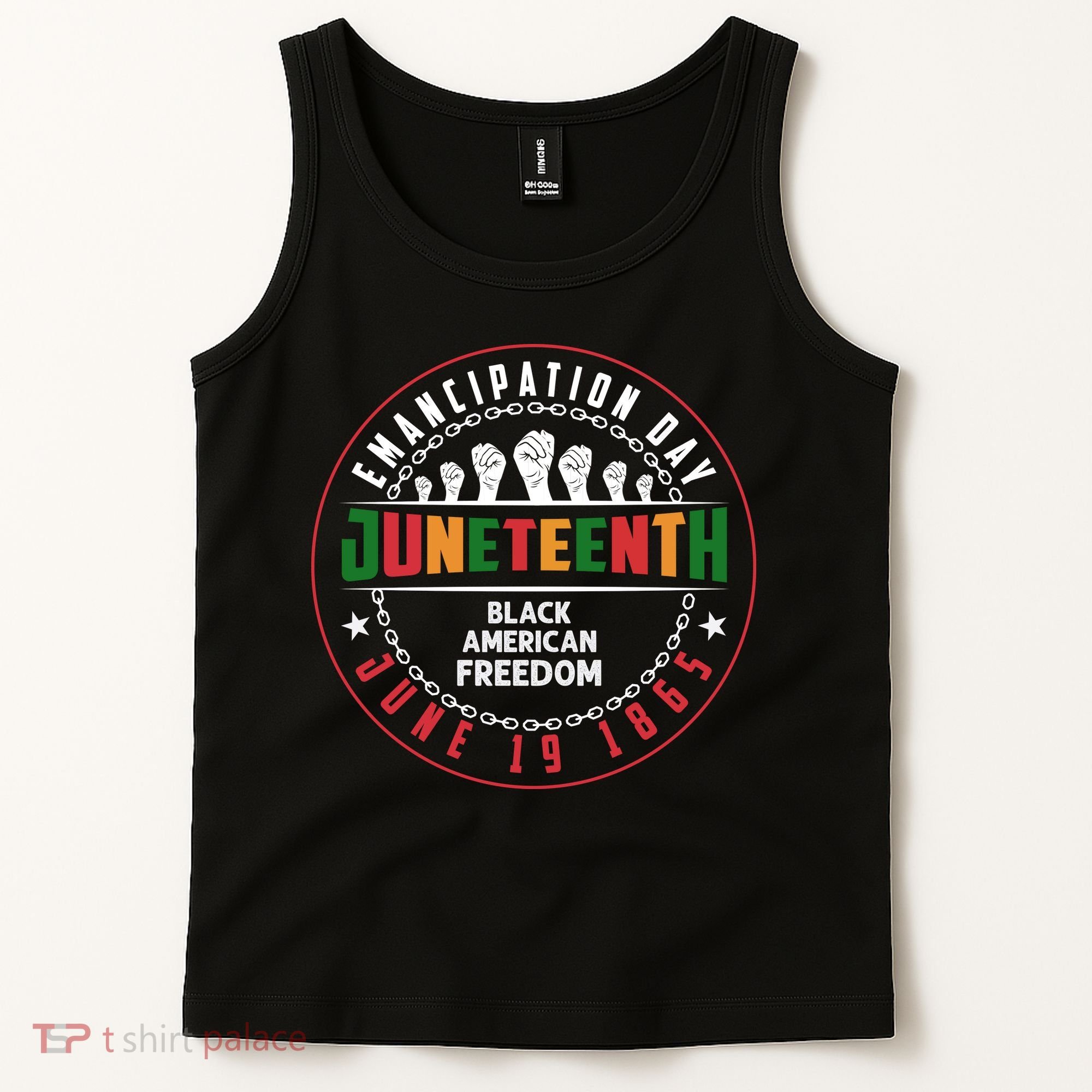 Black American Freedom Juneteenth Graphics Plus Size Shirts For Men Women Family Tank Top