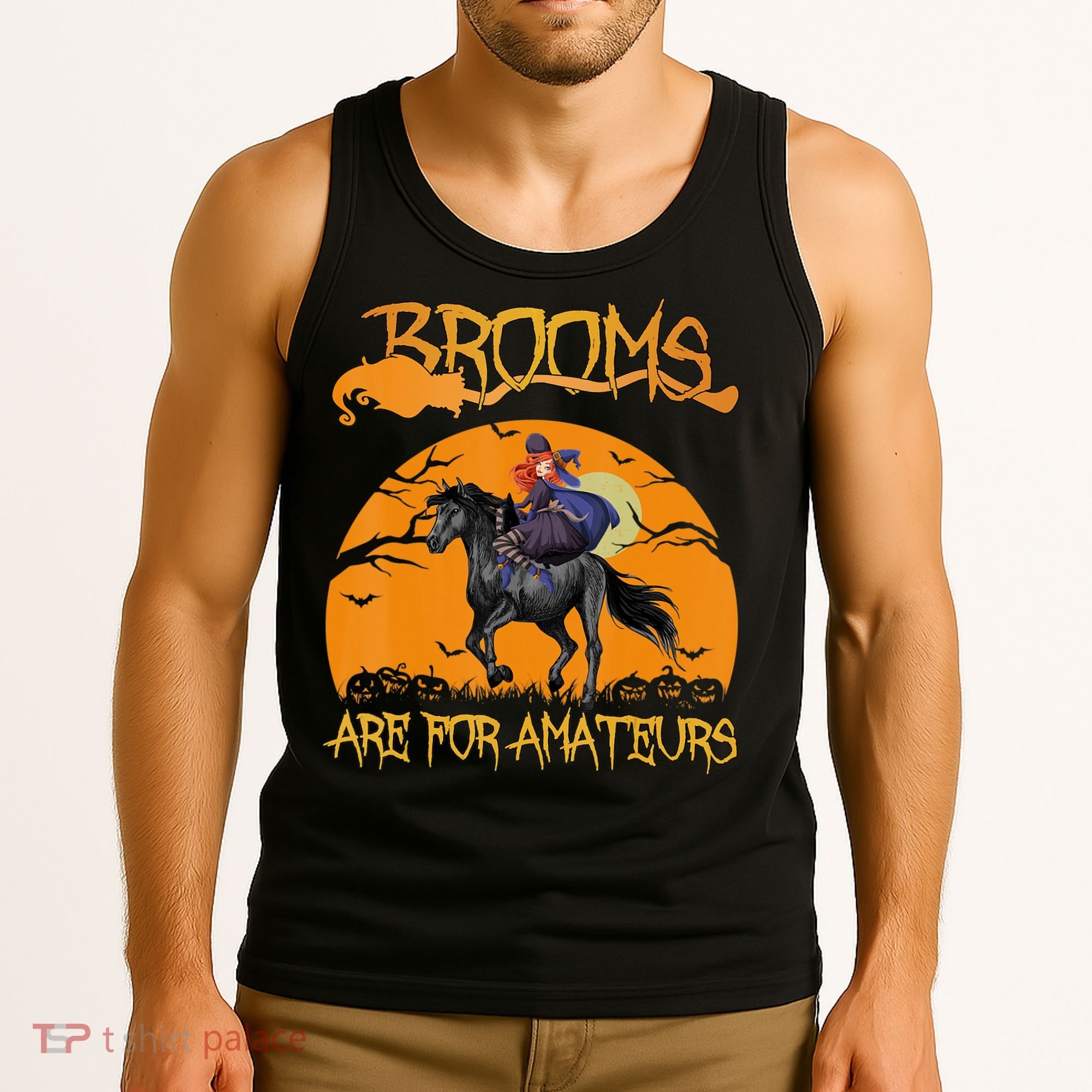 Brooms Are For Amateurs, Horse Riding Outfit Halloween Tank Top