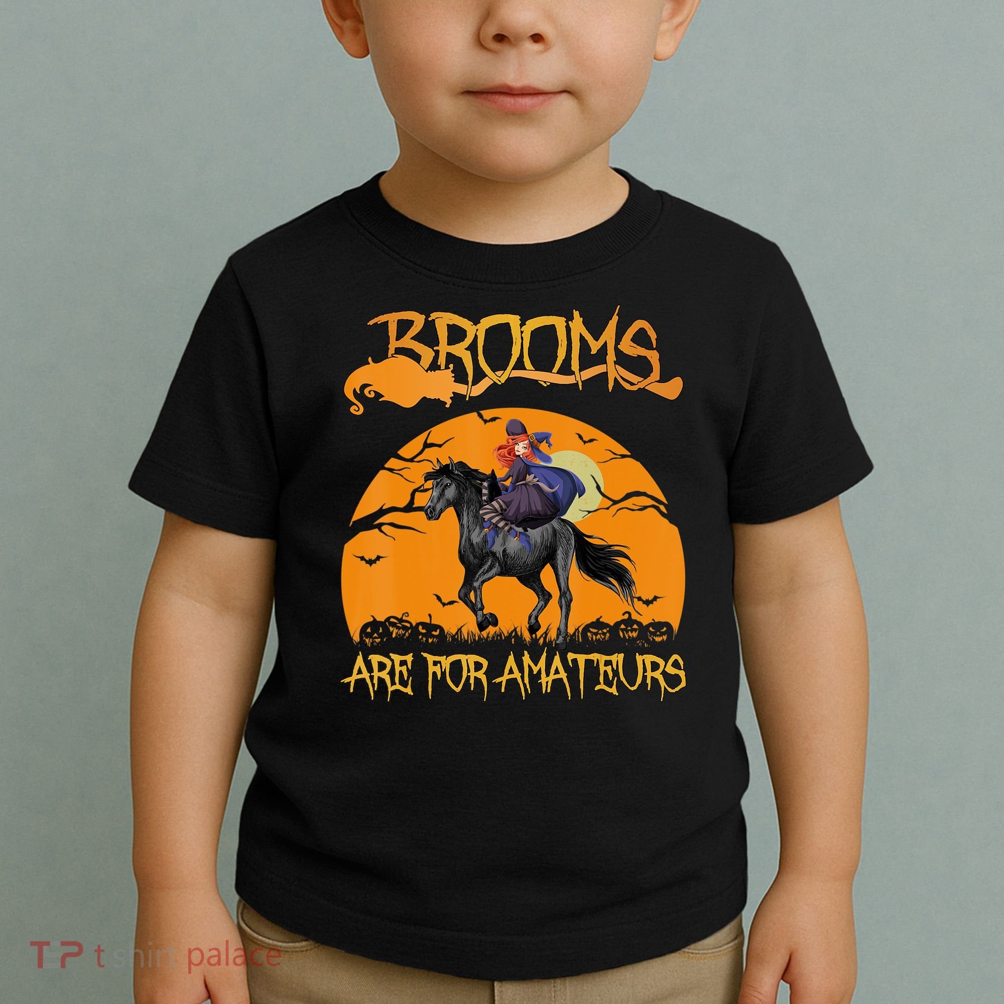 Brooms Are For Amateurs, Horse Riding Outfit Halloween Toddler T-Shirt