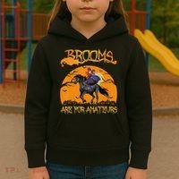 Brooms Are For Amateurs, Horse Riding Outfit Halloween Kids Hoodie thumb 3