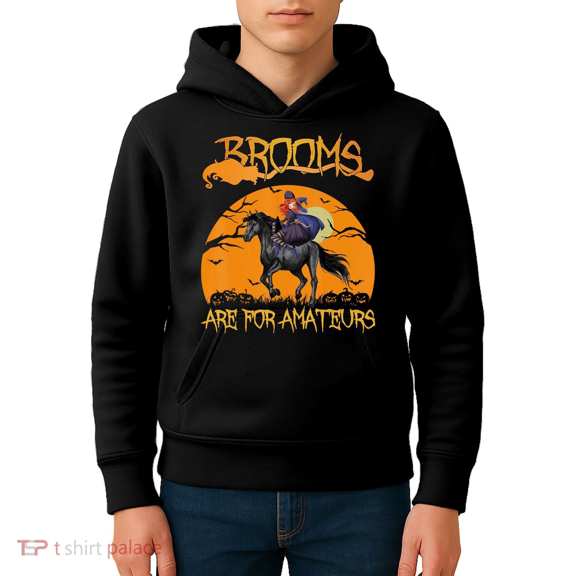 Brooms Are For Amateurs, Horse Riding Outfit Halloween Kids Hoodie