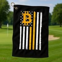 Bitcoin American Flag Crypto Golf Towel thumb 1