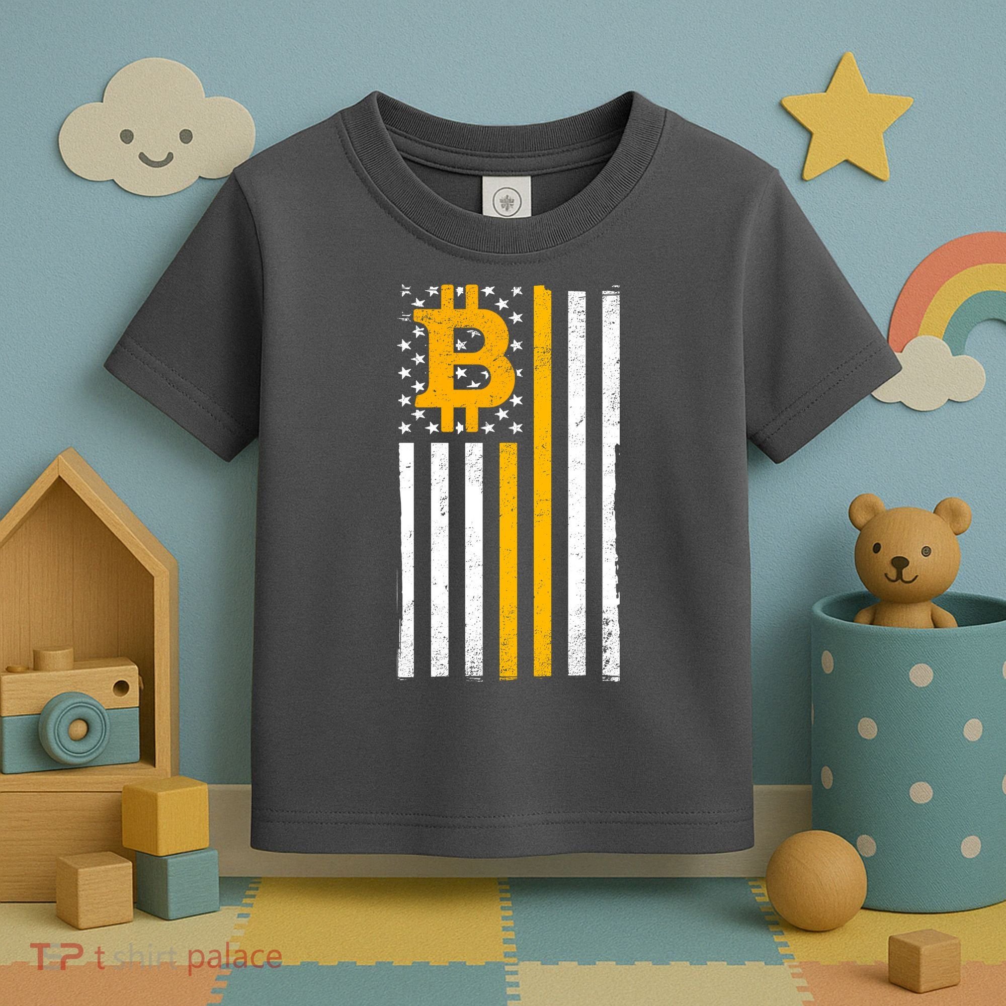 Bitcoin American Flag Crypto Toddler T-Shirt
