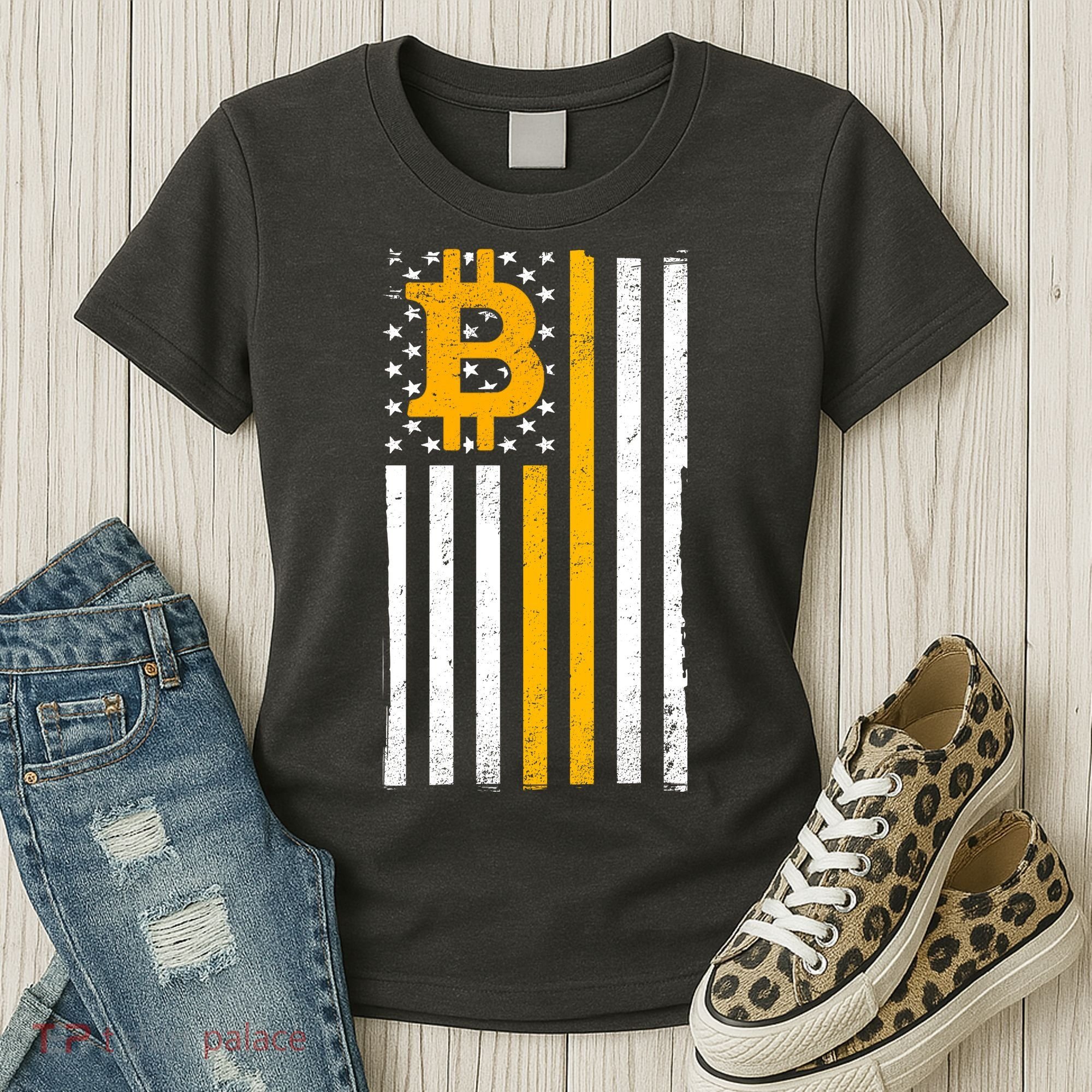 Bitcoin American Flag Crypto Women's T-Shirt