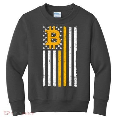 Bitcoin American Flag Crypto Kids Sweatshirt