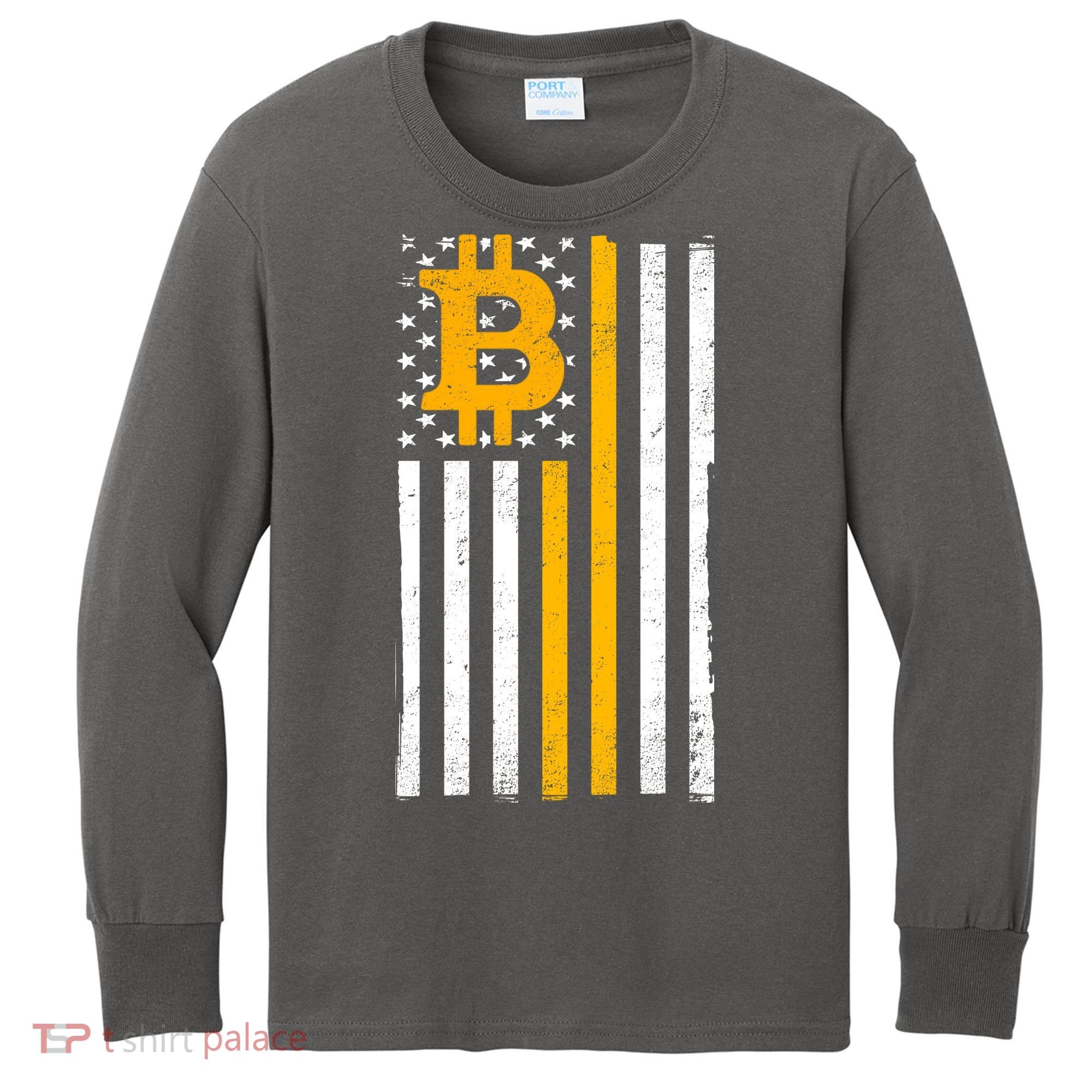 Bitcoin American Flag Crypto Kids Long Sleeve Shirt