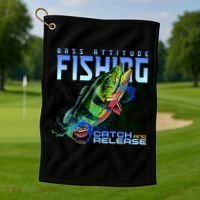 Bass Attitude Fishing Catch And Release Golf Towel thumb 1
