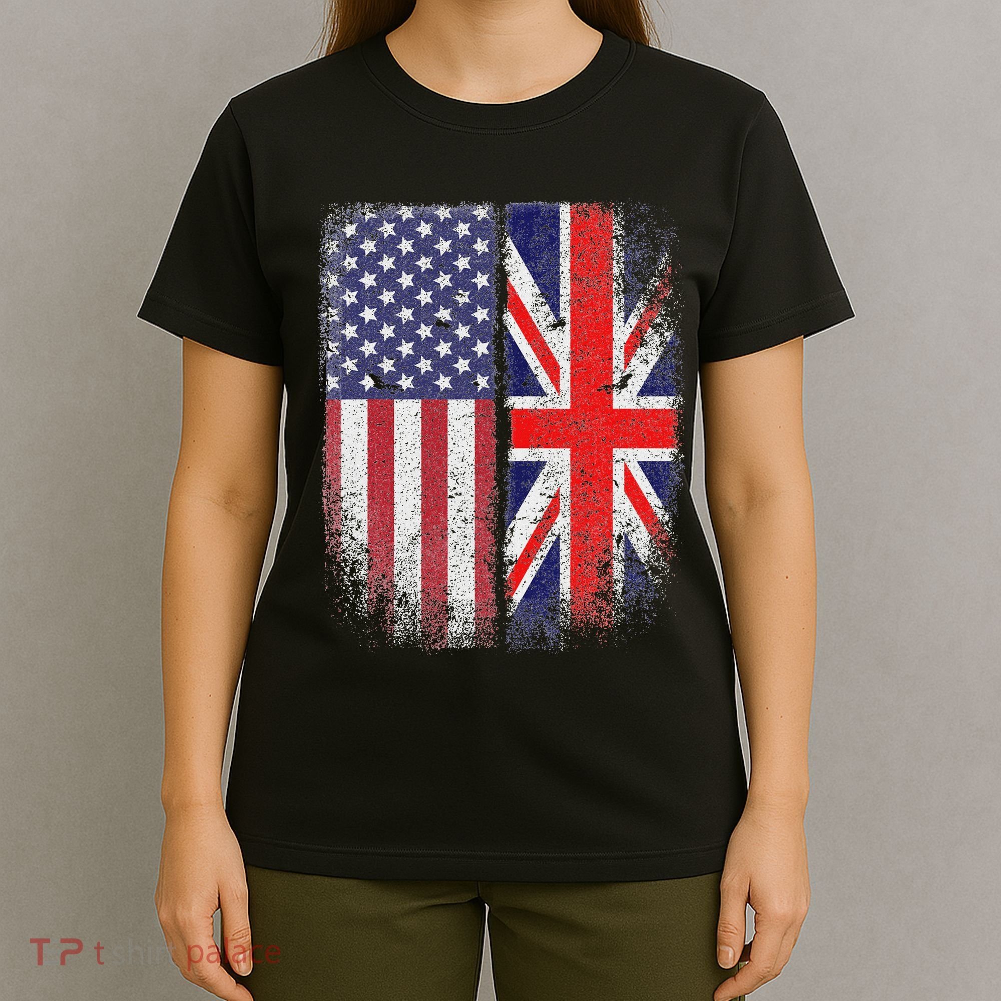 British American Flag Union Jack England Usa T-Shirt