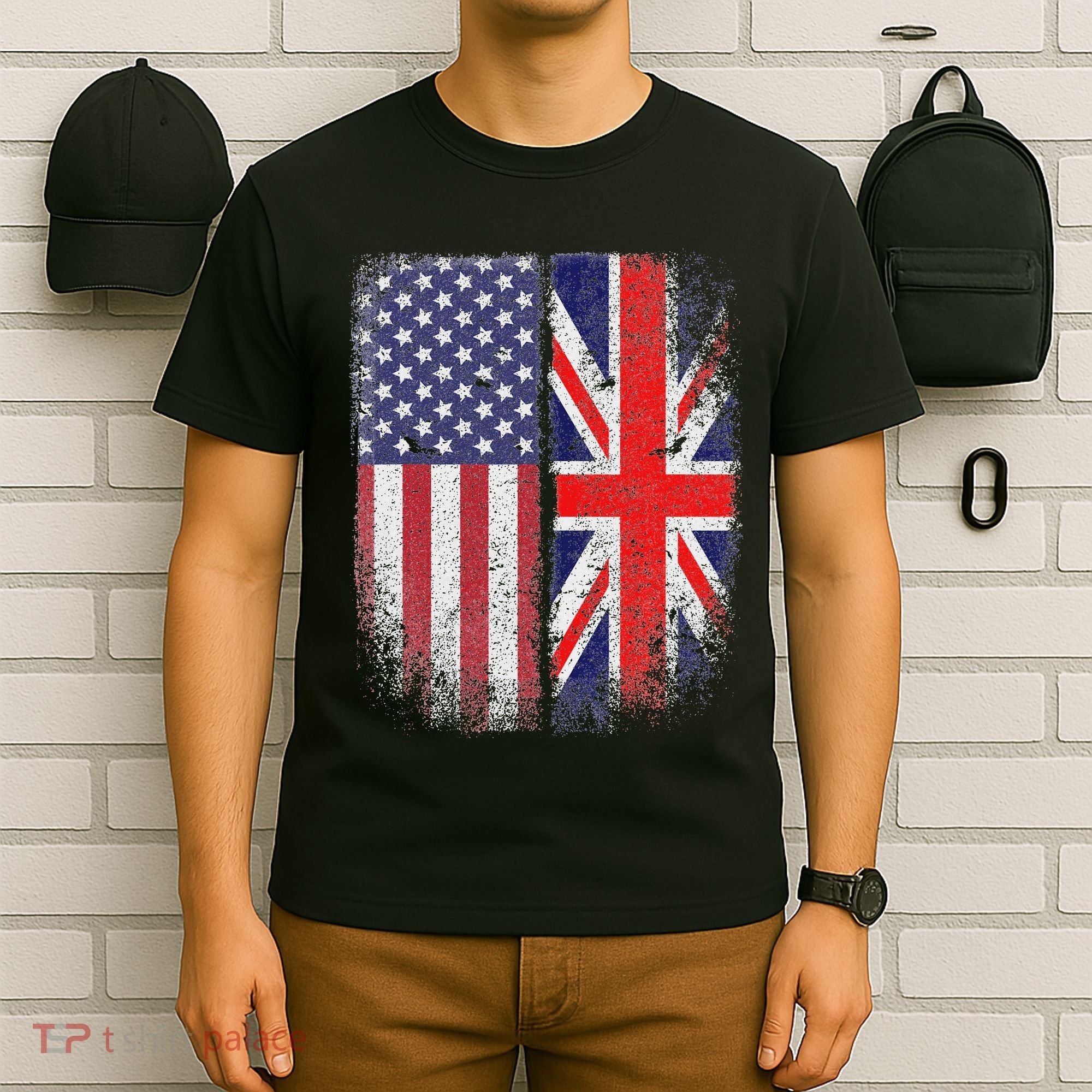 British American Flag Union Jack England Usa T-Shirt