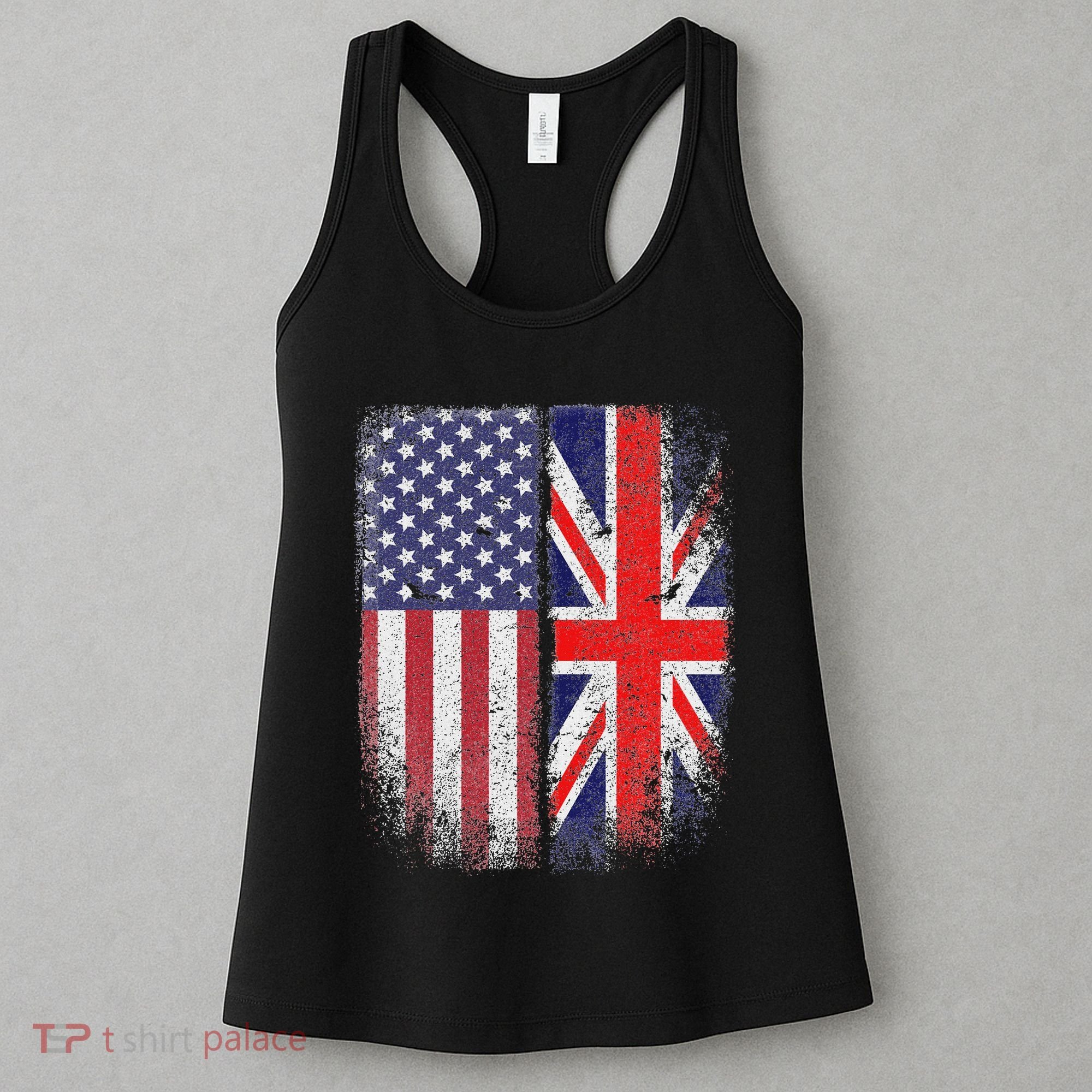 British American Flag Union Jack England Usa Women's Tank Top