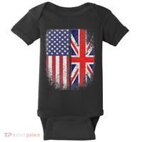 British American Flag Union Jack England Usa Baby Bodysuit thumb 0