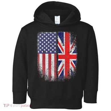British American Flag Union Jack England Usa Toddler Hoodie