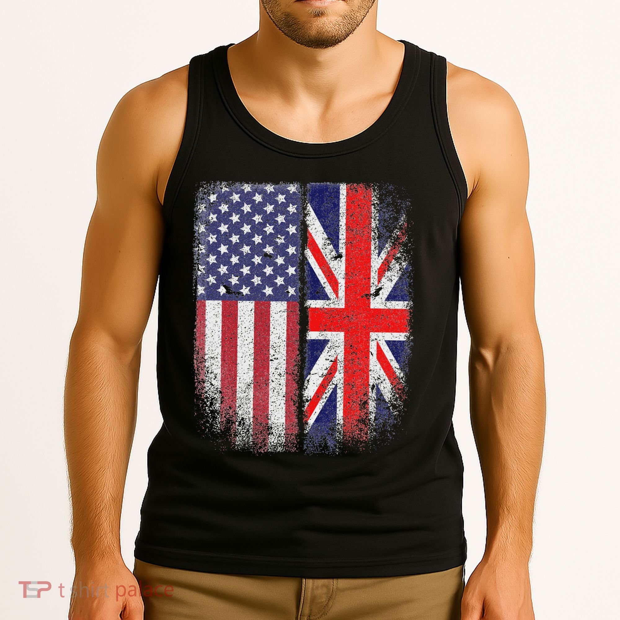 British American Flag Union Jack England Usa Tank Top