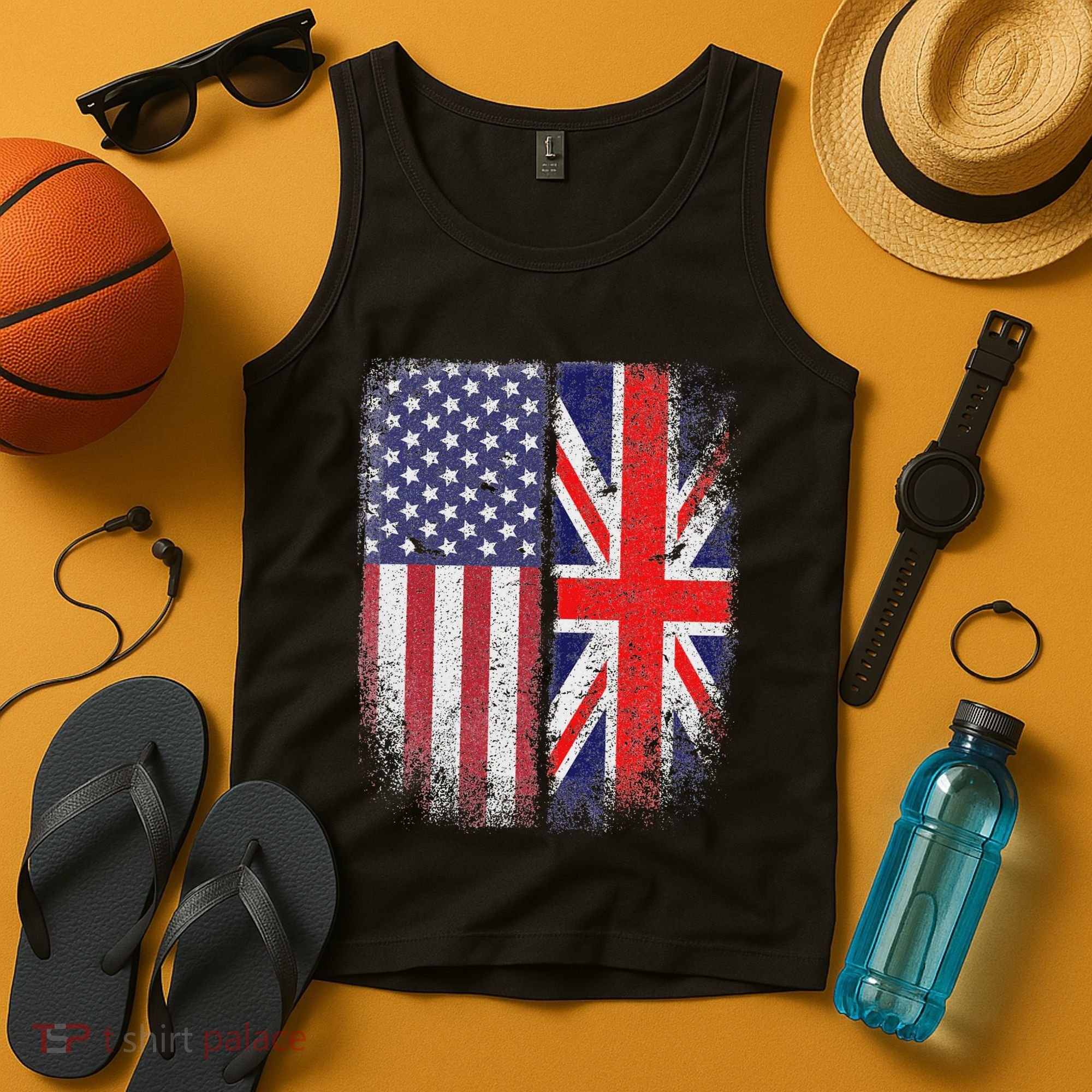 British American Flag Union Jack England Usa Tank Top
