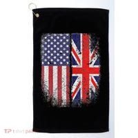 British American Flag Union Jack England Usa Golf Towel thumb 0