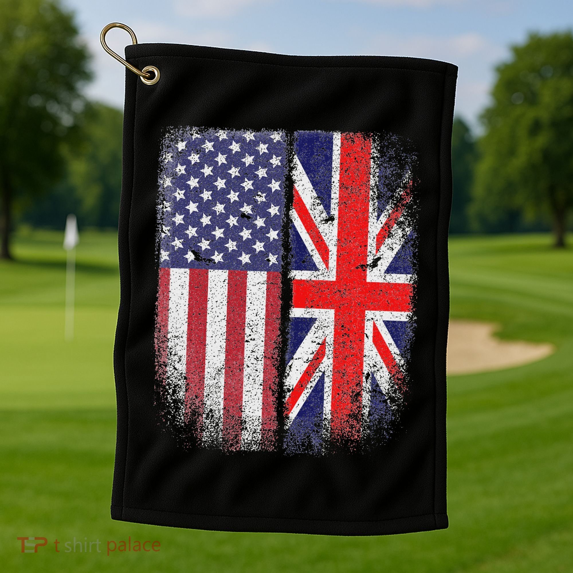British American Flag Union Jack England Usa Golf Towel