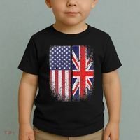 British American Flag Union Jack England Usa Toddler T-Shirt thumb 2