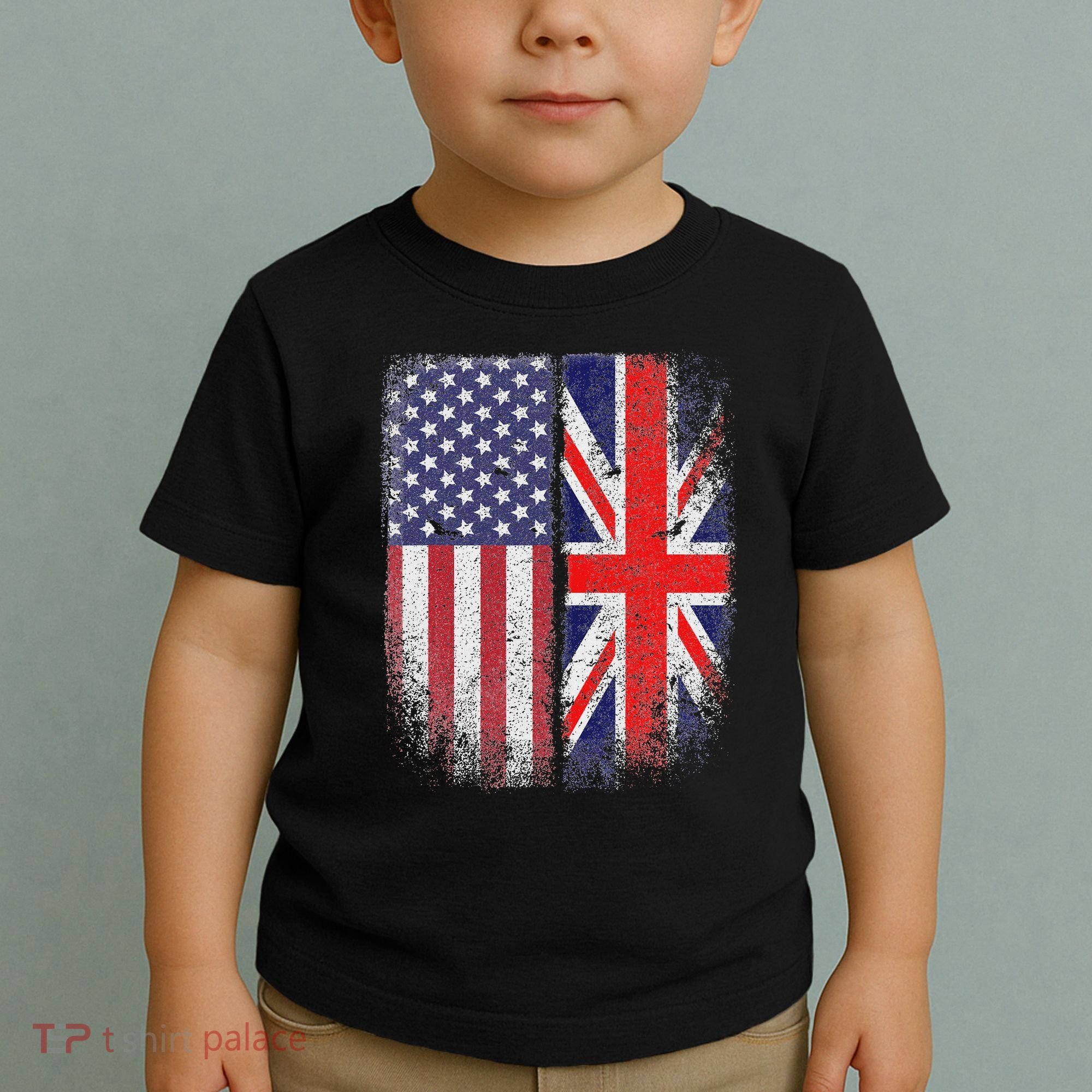 British American Flag Union Jack England Usa Toddler T-Shirt