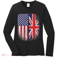 British American Flag Union Jack England Usa Women's Long Sleeve Shirt thumb 0