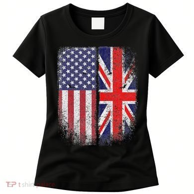 British American Flag Union Jack England Usa Women's T-Shirt