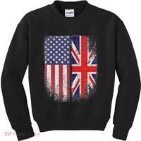 British American Flag Union Jack England Usa Kids Sweatshirt thumb 0