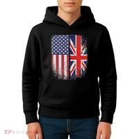 British American Flag Union Jack England Usa Kids Hoodie thumb 4