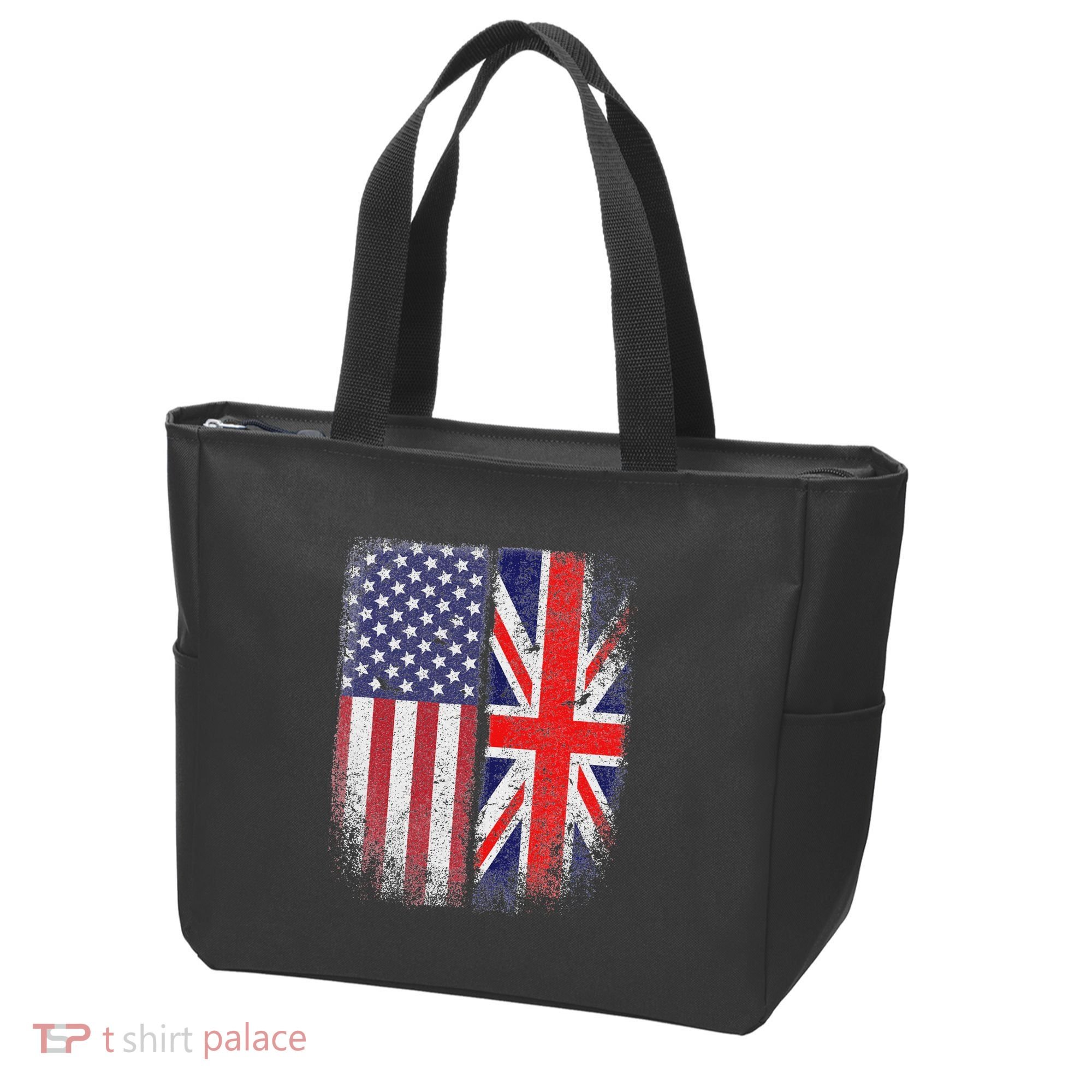 British American Flag Union Jack England Usa Tote Bag