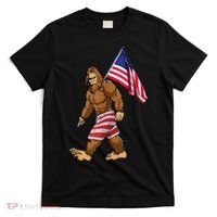 Bigfoot American Flag Gifts 4th July Sasquatch Believe Kids T-Shirt thumb 0