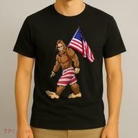 Bigfoot American Flag Gifts 4th July Sasquatch Believe Kids T-Shirt thumb 3