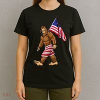 Bigfoot American Flag Gifts 4th July Sasquatch Believe Kids T-Shirt thumb 4